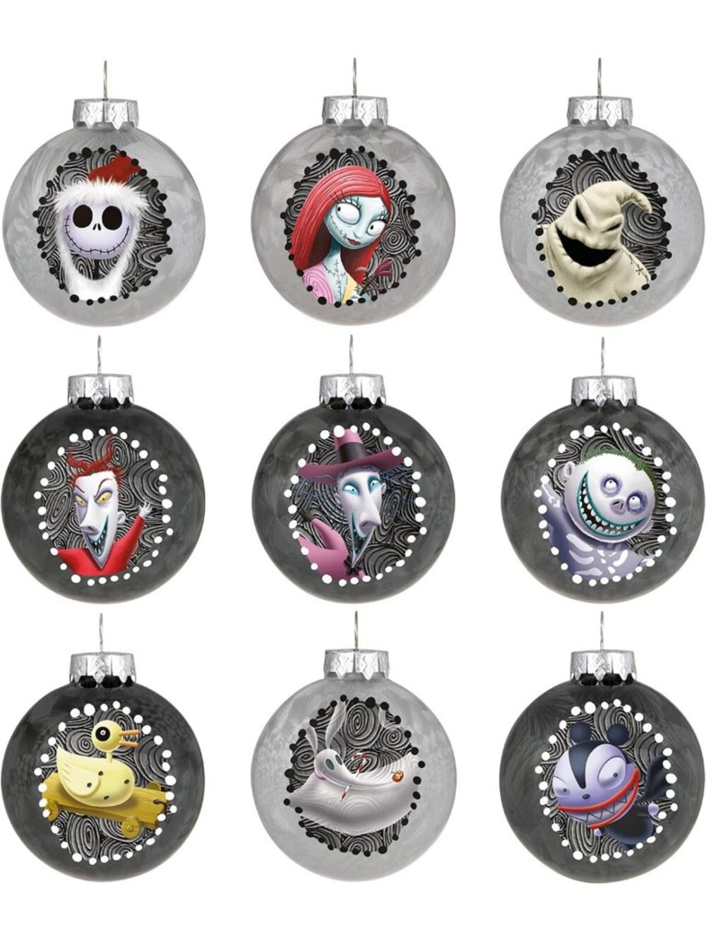 2023 Disney Tim Burton Nightmare Before Christmas Glass Ornaments Set of 9